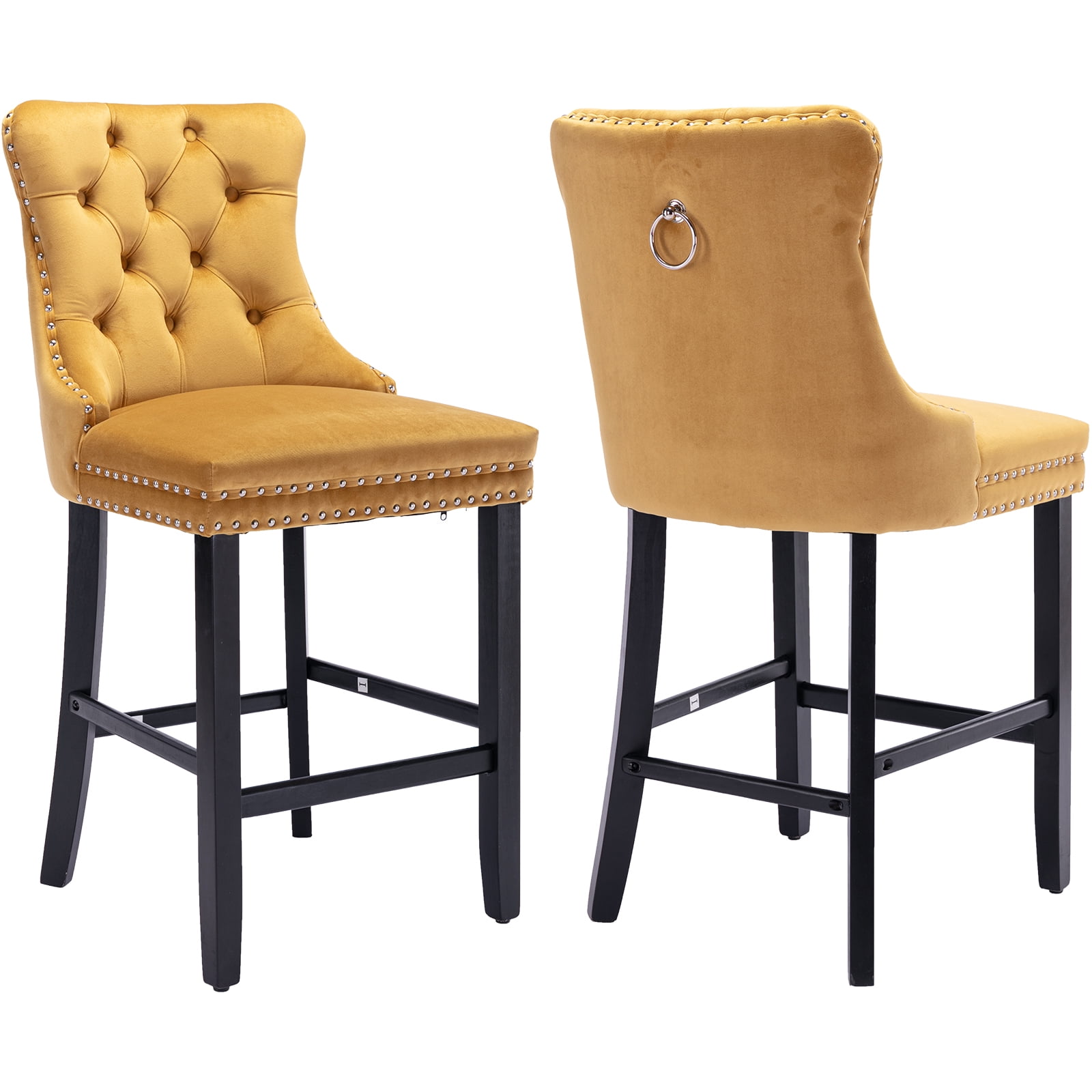 Velvet Bar Stools Set of 2 27" Seat Height Barstool, Bar Chairs Fit