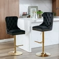 thumbnail image 1 of Velvet Bar Stools Set of 2, Swivel Counter Height Barstools with Nailheads Trim and Button, Upholstered Adjustable Bar Stools with High Tufted Back for Kitchen Island, Pub, Club(Black), 1 of 8