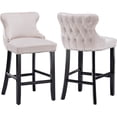 thumbnail image 1 of ODUSE-DAILY Tufted Velvet Bar Stool, Beige (Set of 2), 1 of 11