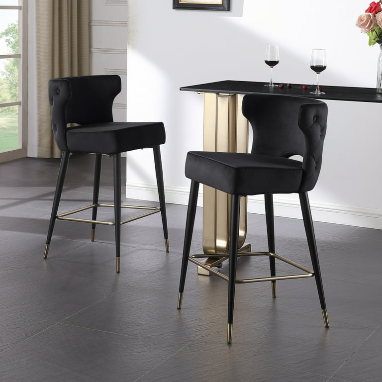 Velvet Bar Stools Set of 2,Upholstered Counter Height Stool with