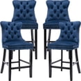 thumbnail image 1 of ODUSE-DAILY 27" Velvet Bar Stools with Tufted Back and Wood Frame, Upholstered, Blue (Set of 4), 1 of 11