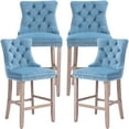thumbnail image 1 of Velvet Bar Stools Set of 4 - 27" Seat Height Barstool, Bar Chairs Fit Counter or Bar Height, Kitchen Stools for Island, Tufted Back, Wood Frame, Upholstered (Light Blue, Set of 4), 1 of 11