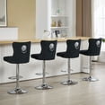 thumbnail image 1 of Velvet Bar Stools Set of 4 Modern Counter Height Bar Stools with Lion Pull Ring Tufted Back, Nailhead Upholstered Barstools for Home Kitchen Island, Swivel Adjustable Stool Chair in Black, 1 of 9