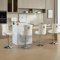 thumbnail image 1 of Velvet Bar Stools Set of 4 Modern Counter Height Bar Stools with Lion Pull Ring Tufted Back, Nailhead Upholstered Barstools for Home Kitchen Island, Swivel Adjustable Stool Chair in Cream, 1 of 9