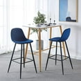 thumbnail image 1 of Velvet Bar Stools Set of 2 - 30" Blue Counter Height Chairs with Backs, Metal Legs for Kitchen Island, Modern Design, Easy Assembly, 1 of 19