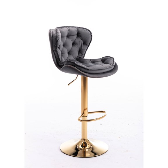 Velvet Bar Stools with Golden Accents | Swivel and Height Adjustment for Versatile Use | Elevate Your Bar Experience