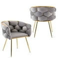 thumbnail image 1 of Luxury Accent chair Set of 2, Modern Simple Chair with Metal Legs and Velvet Fabric, Leisure Back with Simple and Smooth Lines, Lazy Single Sofa for Living Room, Bedroom, Home, Office, Gray, 1 of 9