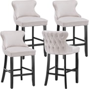 Bar Stool Set of 4, Legahome 26" Counter Height Bar Stools with Back, Velvet Upholstered Bar Stool with Button Tufted &