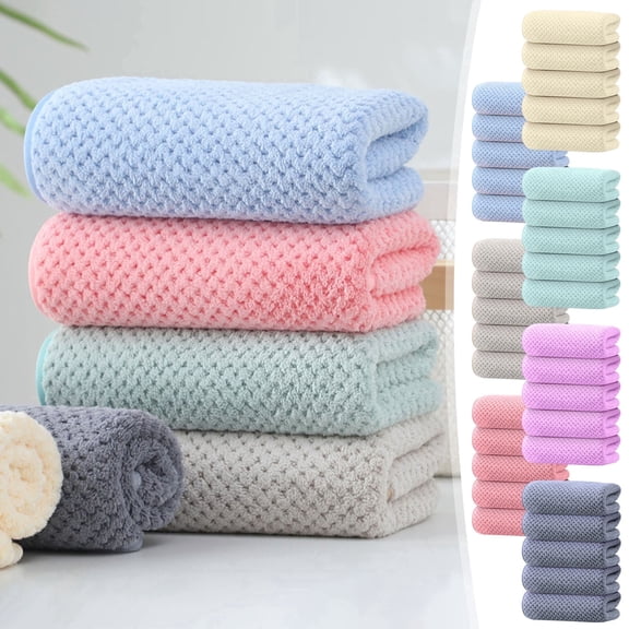 Velvet Bath and Face Towels Soft Absorbent Pineapple Check 35x75cm – Thick Hand Towels for Bathroom and Facial Cleansing, Quick Dry, Lint Free, 5 Pack