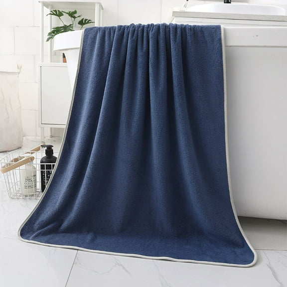 Velvet Bath Towel | Microfiber Absorbent Large Towel for Adults | 55X27 Inches Dark Blue Polyester Beach & Bath Towel | Quick Dry & Soft