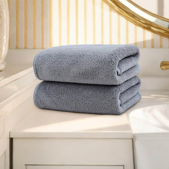 Velvet Bath Towel Set (2 Towels), Super Soft Plush Highly Absorbent Towels for Bathroom, Spa, and Gym, Coordinated Set, Gray