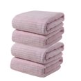 thumbnail image 1 of Velvet Bath Towel Set | Extra Thick & Super Absorbent | 4-Pack | Soft Fleece Material | Large 75x35cm | Strip Patterned | Lightweight | Quick Dry | For Home, Pool, Beach, Travel, Gym, 1 of 1