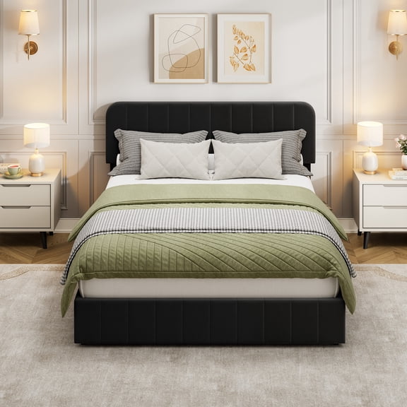 Velvet Bed Frame with 4 Storage Drawers – Upholstered Platform Bed with Adjustable Headboard, No Box Spring Needed, Easy Assembly