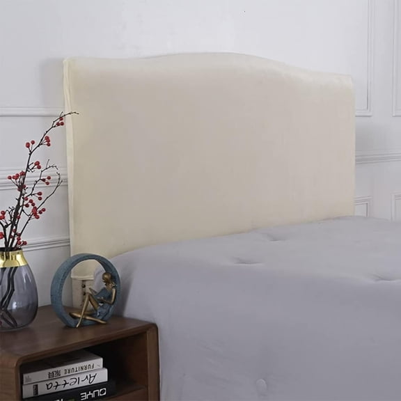 Velvet Bed Headboard Cover for Queen King Full Size, Stretch Headboard Slipcover Soft Dustproof Protector Cover Bed Head Cover for Bedroom (Beige,170-190cm/67-75in)