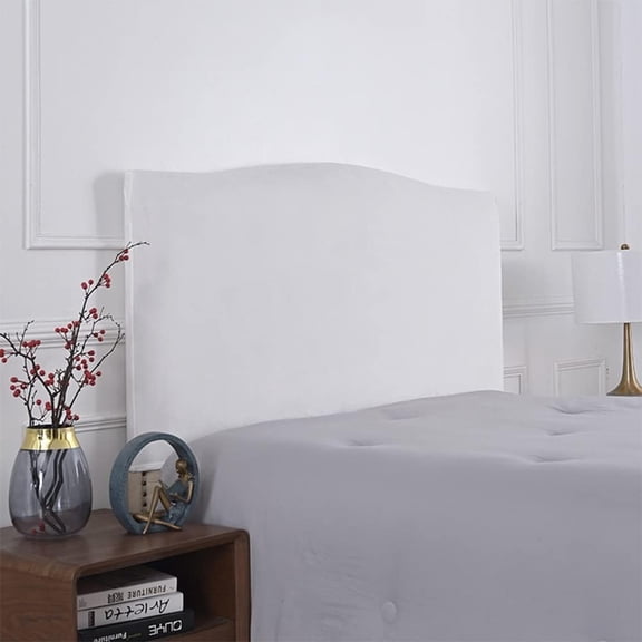 Velvet Bed Headboard Cover for Queen King Full Size, Stretch Headboard Slipcover Soft Dustproof Protector Cover Bed Head Cover for Bedroom (White,Queen Headboard Length 55-67in)
