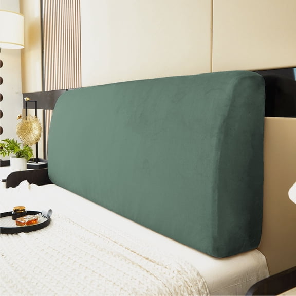 Velvet Bed Headboard Slipcover Full Queen King, Stretch Bed Headboard Cover Soft Dustproof Protector Cover for Bedroom Decor 47in