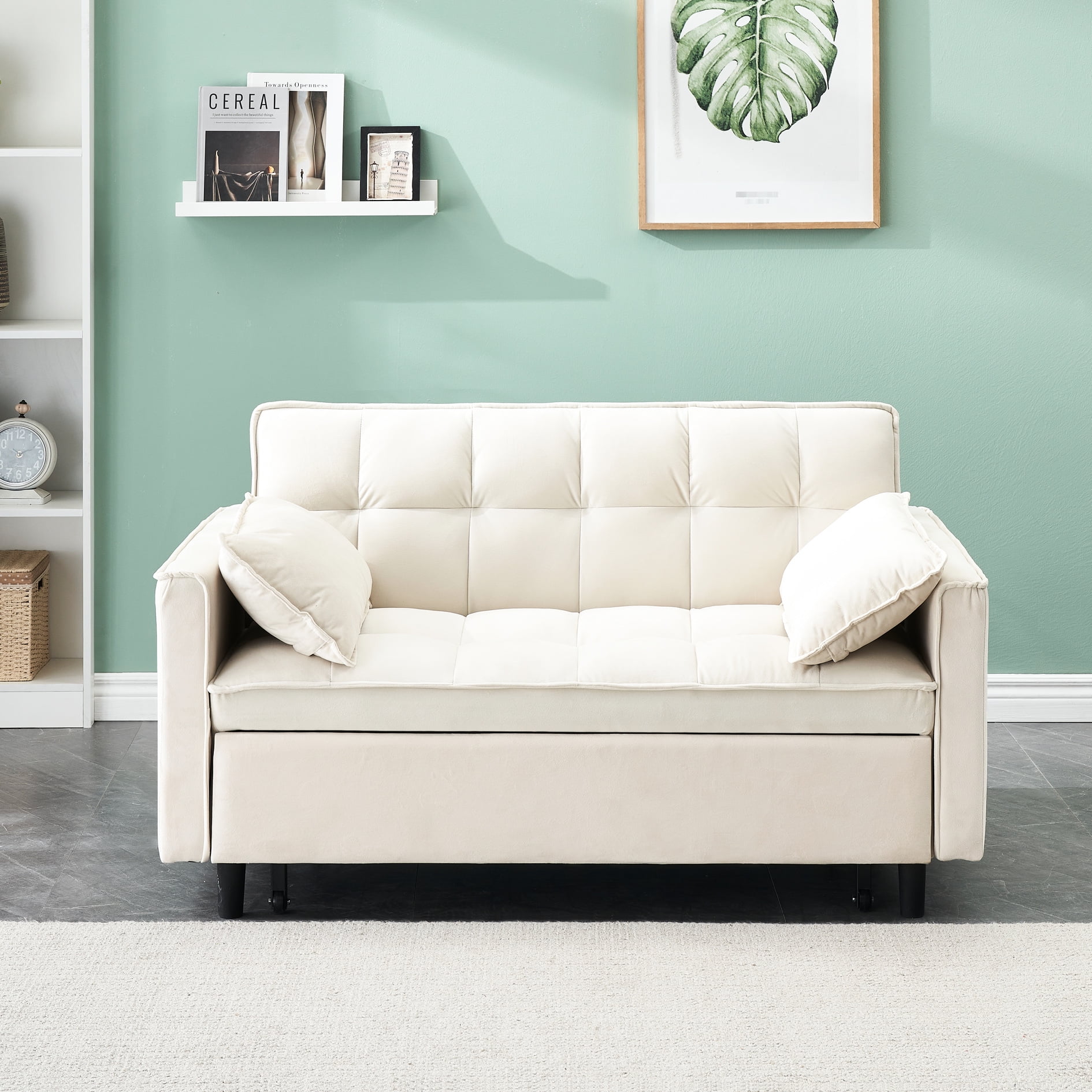Velvet Bed With Pull-out Design, Upholstery, For 's Rooms, Beige 3 In 1 ...