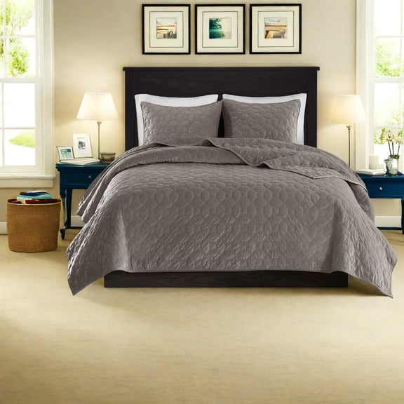 Velvet Bedding Set 3Piece Taupe Modern Geometric Design for Home Comfort