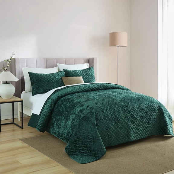 Velvet Bedspread Quilt Bedding Sets,Luxury Elegant Ultra Soft Velvet Comforters Coverlet Blankets,Weave Stitching Pattern Cotton Quilted Bedspread for All Seasons,Turquoise,King Size