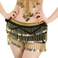 thumbnail image 1 of Velvet Belly Dance Hip Scarf Wrap Skirts Scarves Belt Sash with Coins Black/Gold, 1 of 2