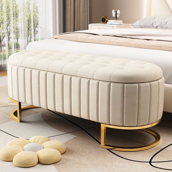 Velvet Bench with Storage / Quick to Set Up / Adds Functional Diversity