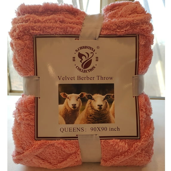 Velvet Berber Pink Throw Queen 90x90 inch