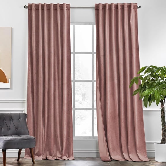 Velvet Blackout Curtains 52"W x 90"L Pack of 2 Wild Rose
