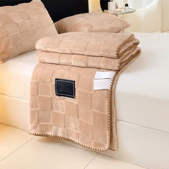 Velvet Blanket Checkered Warm Sofa Throw Household Cover Winter Sleeping Bed Blanket Cozy Soft Plush for Home Decor and Comfortable Lounging Topliu