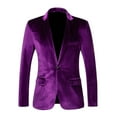 thumbnail image 1 of Velvet Blazer Jackets for Women One Button Shawl Lapel Slim Fit Suit Jacket Formal Long Sleeve Business Coats (Purple XL), 1 of 2