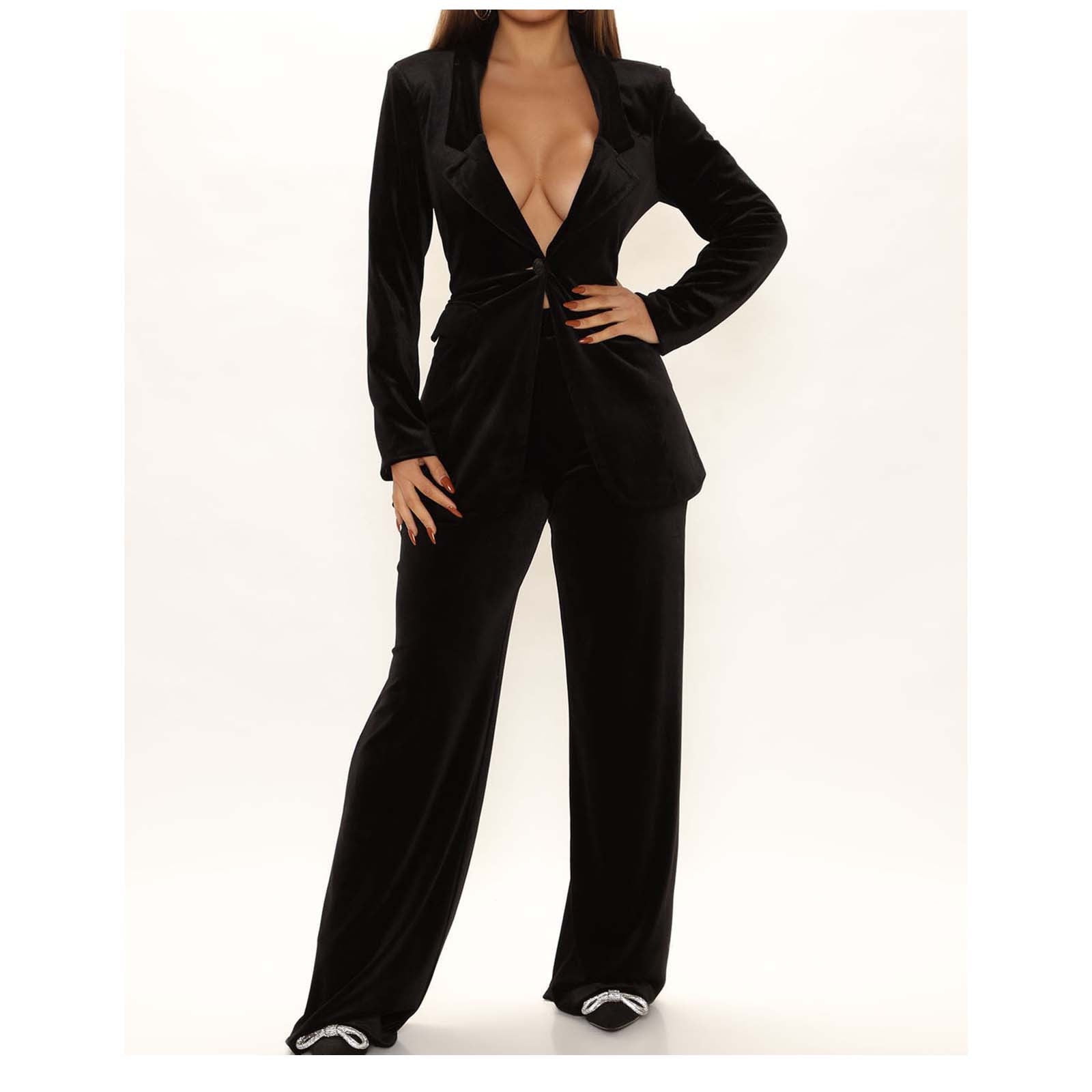 Women's 2-Piece Tailored Formal Loose Evening Party Blazer Suit Set