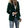 thumbnail image 1 of Velvet Blazer Women Casual Business Button Up Jacket Fall Winter Coats Notch Lapel Work Office Suit Jackets Blazer, 1 of 4