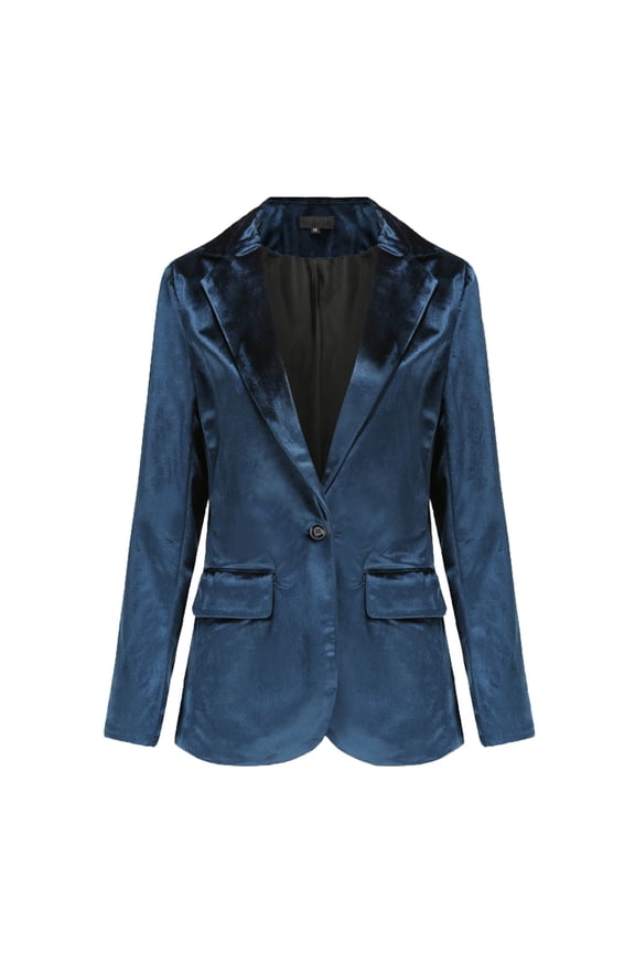 Velvet Blazer Women Dress Jacket Tailored Fit Wrinkle Free Notched Collar Business Casual Suit Jackets