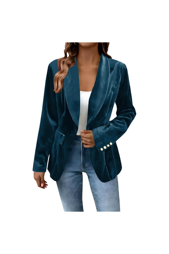 Velvet Blazer for Women Casual Business Lapel Single Suit Jackets Fall Winter Coats Notch Work Office Blazers