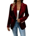thumbnail image 1 of Velvet Blazer for Women Casual Business Lapel Single Suit Jackets Fall Winter Coats Notch Work Office Blazers, 1 of 8