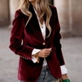 thumbnail image 1 of Velvet Blazers for Women Casual Oversized Open Front Long Sleeve Jackets Work Office Business Suit Blazer 2026 Wine 2XL, 1 of 5