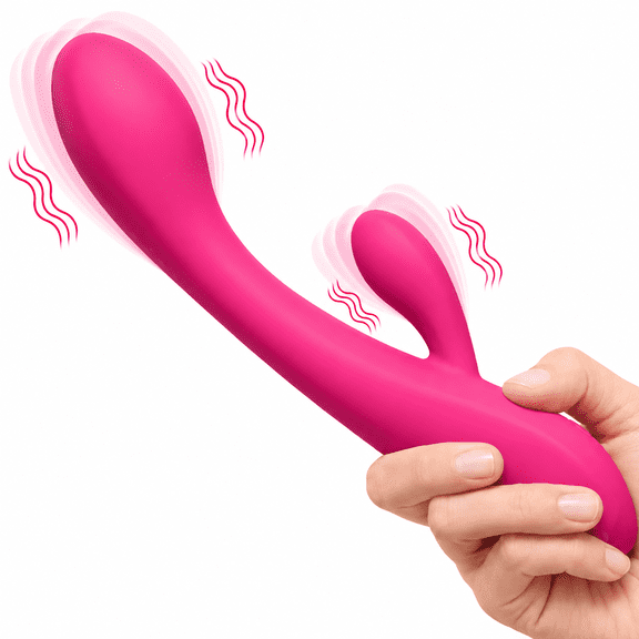 Fofolira Dual Rabbit Vibrator,Premium Safe Silicone,USB Rechargeable,IPX6 Waterproof,Pink