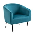 thumbnail image 1 of Metal and Velvet Blue Lounge Chair Vintage Style Living Room, 1 of 4