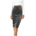 thumbnail image 1 of Velvet Bodycon Pencil Skirts for Women Stretch High Waist Chic Midi Skirts Elegant Business Casual Office Gray, L, 1 of 7