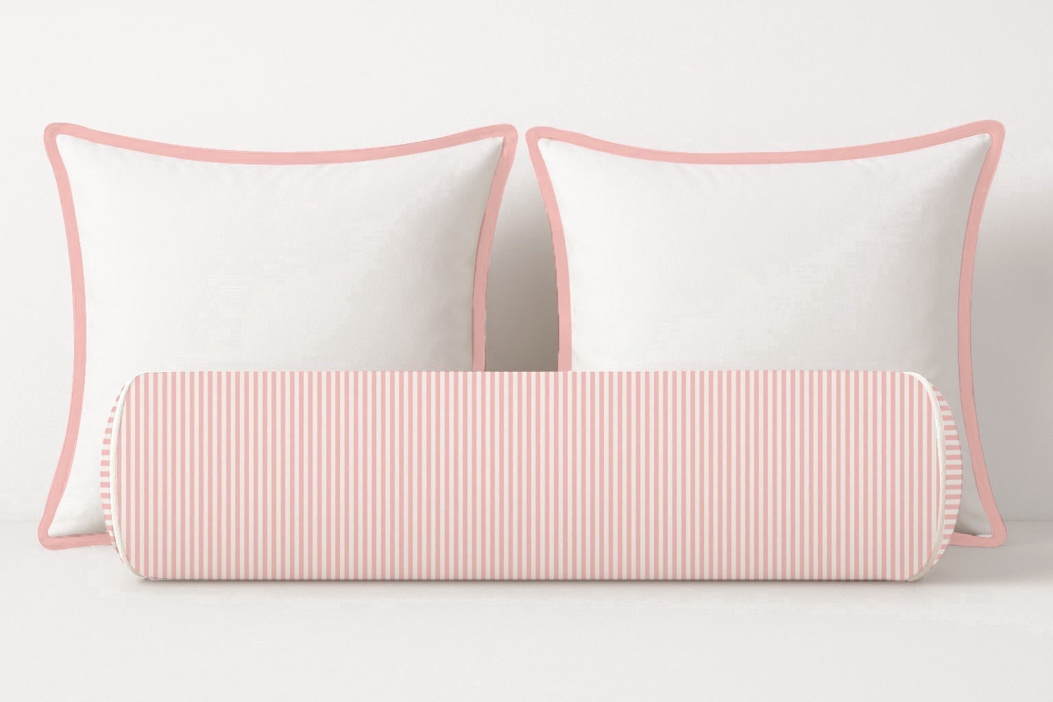 Velvet Bolster Pillow Cover with Ticking Stripe Pattern