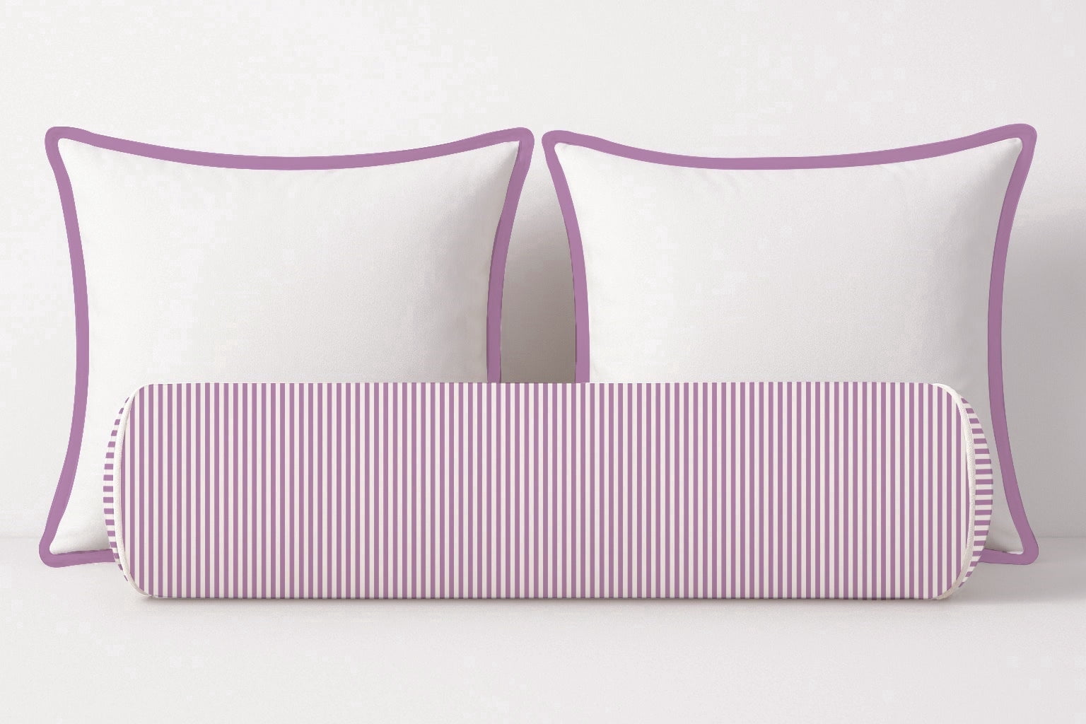 Velvet Bolster Pillow Cover with Ticking Stripe Pattern