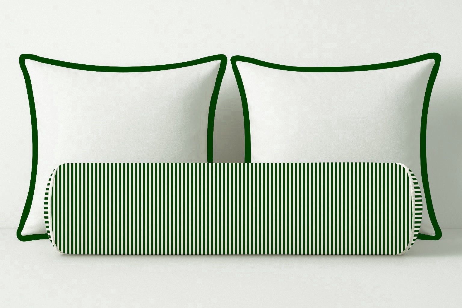 Velvet Bolster Pillow Cover with Ticking Stripe Pattern