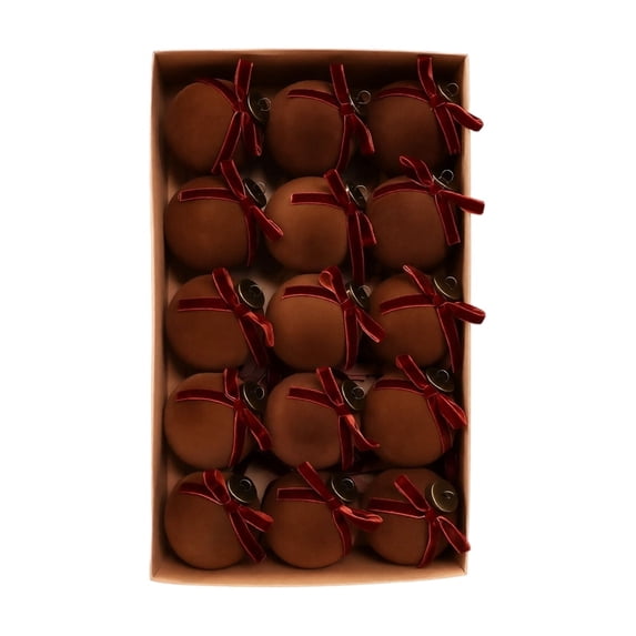 Velvet Bow Christmas Ornament With Baubles For Tree Decor Holiday Home Festive Display Luxurious Complete Collection For Styling , 15pcs, C