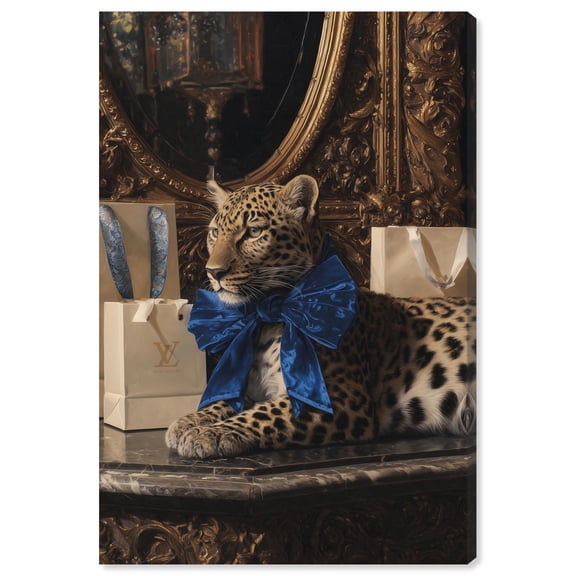 Velvet Bow Leopard Canvas Print Glam Wall Art by Art Remedy, Gallery Wrapped, 24 x 36