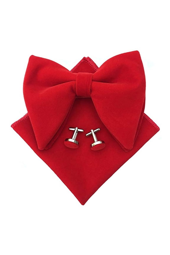 Velvet Bow Tie Set Classic Solid Korean Formal Accessory for Wedding Event Party Daily 2PCS