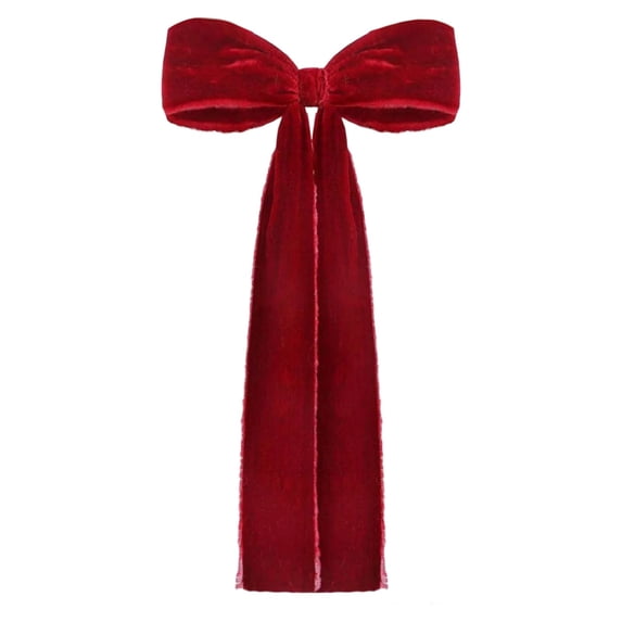 Velvet Bows for Christmas Tree,Christmas Ribbon Bows for Wreaths,Garlands,Swags,Staircase,Fireplace&Door Decor,Rustic Tree Topper Bow for Indoor Outdoor Xmas Holiday Decorations (8.66x17.7 Inches)