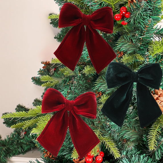 Velvet Bows For Christmas Tree,Green Velvet Wreath Bows, Small Christmas Bows Xmas Decorative Ties, Bow Ornaments Wreaths Twist-Tie Bows for Gift-Wrapping, Festive Winter Decor, Home Party(Green)