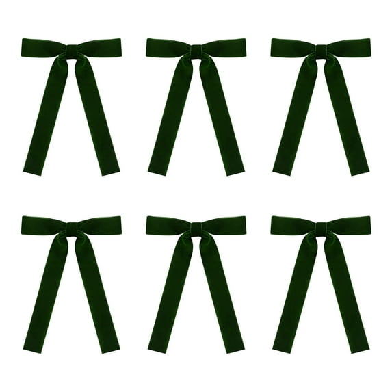 Velvet Bows Christmas Tree Ornaments Vintage Velvet Ribbon Bows for Tree Garland Wreath Indoor Xmas Decorations, Green