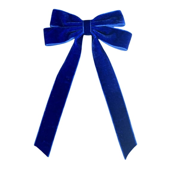 Velvet Bows for Christmas Tree, 2-Pack Red Bows with Twist Ties for Wreath Garland Decor, Vintage Holiday Decoration for Home Party（Dark Blue）