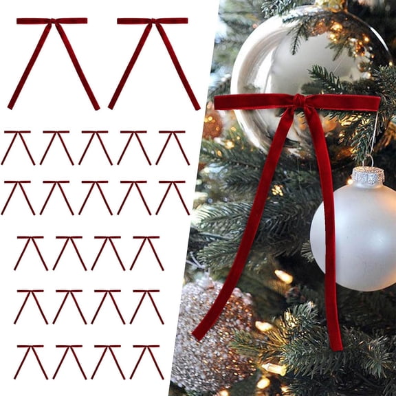Velvet Bows for Christmas Tree 24pcs Home/Gifts/Wedding Decorations（5×7 In）