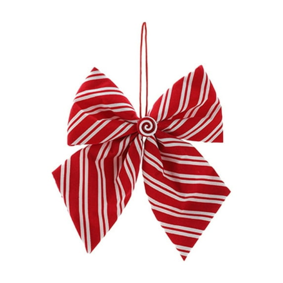 Velvet Bows for Christmas Tree, Christmas Fabric Bow Decoration Red Striped Christmas Ornament Ribbon